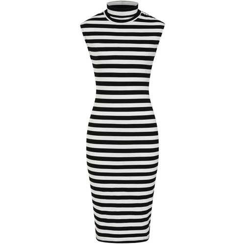 Banned Retro Lina Retro Striped Pencil Dress in Black/White