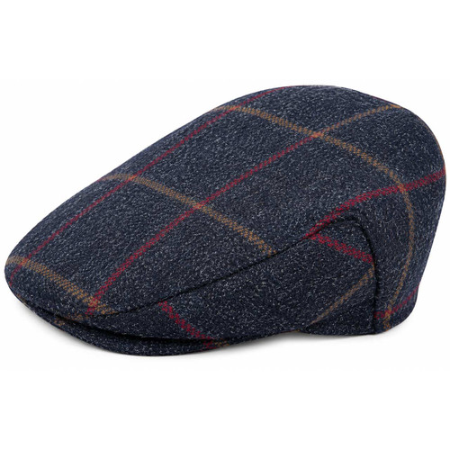 Failsworth Lovat Tweed Check Waterproof Flat Cap Navy