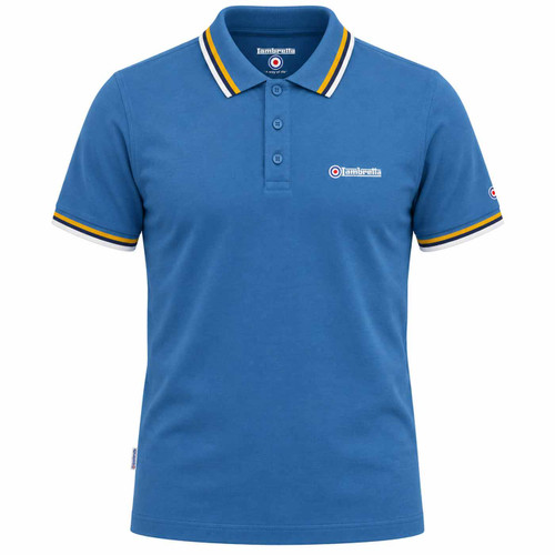 Lambretta Mod Triple Tipped Pique Polo Shirt in Dark Blue/Gold/Navy/Jetstream