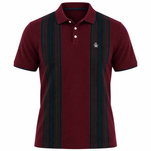Original Penguin Raised Ottoman Vertical Stripe Polo Shirt in Port Royale Red