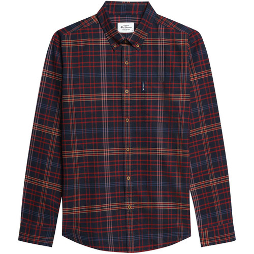 Ben Sherman Men's Mod Oxford Multi Check Button Down Shirt Dark Navy - Main View