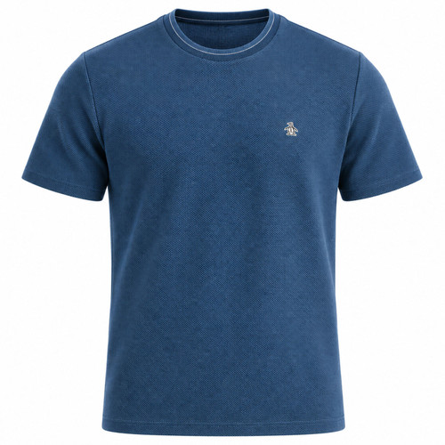 Original Penguin Tonal Tipped Pique T-Shirt in Sargasso Sea Blue