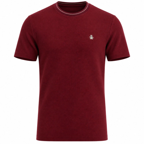 Original Penguin Tonal Tipped Pique T-Shirt in Port Royale Red