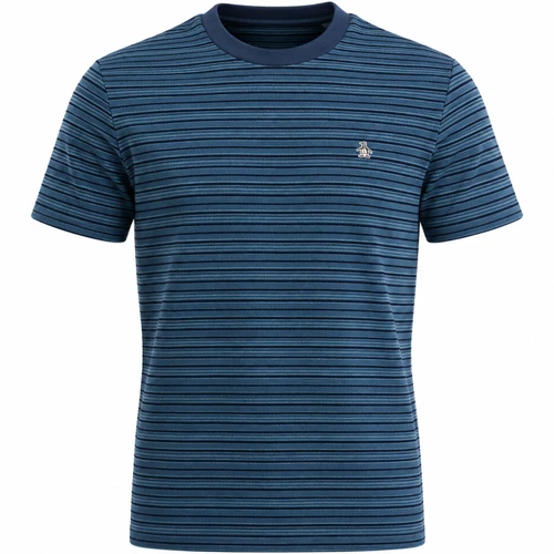 Original Penguin Raised Ottoman Stripe T-Shirt in Sargasso Sea - Front