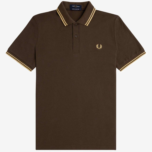 Fred Perry M12 Made in England Tennis Polo Shirt Burnt Tobacco