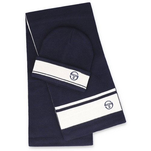 Sergio Tacchini Originale Beanie Hat and Scarf Gift Set in Navy