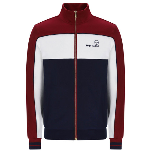 Sergio Tacchini Spiga Colour Block Track Top in Merlot Red/White/Navy