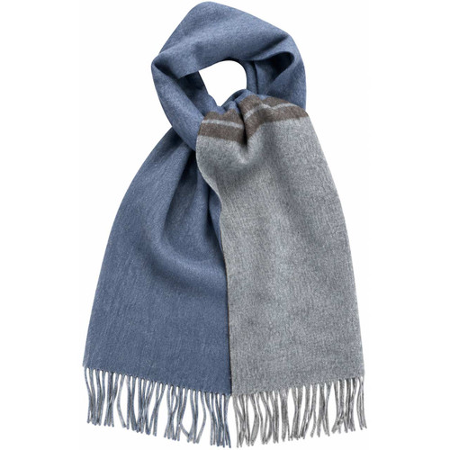 Failsworth Lambswool Colour Block Retro Scarf Jeans Blue - Main View