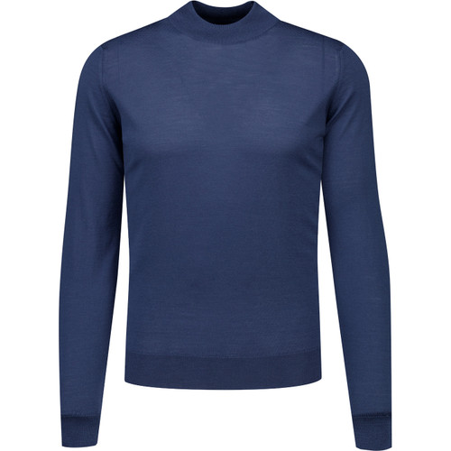 John Smedley Mens Harcourt Merino Mock Turtleneck Jumper in Teal Firth
