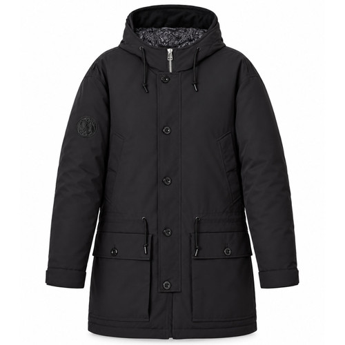 Pretty Green Coldwave Paisley Lined Quilted & Insulated Winter Parka in Black