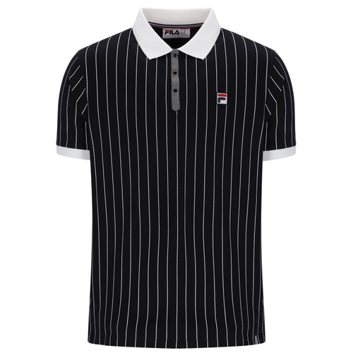 Fila Vintage Men's BB1 Pinstripe Bjorn Borg Polo Shirt in Black/White