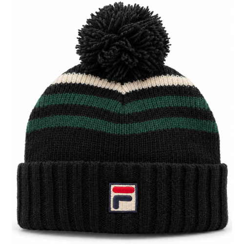 Fila Vintage Markee Retro 70s Stripe Bobble Hat Black/Pine Needle - Main View
