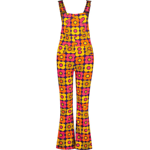 madcap england womens celandine 70s bold flower print dungaree flares multi