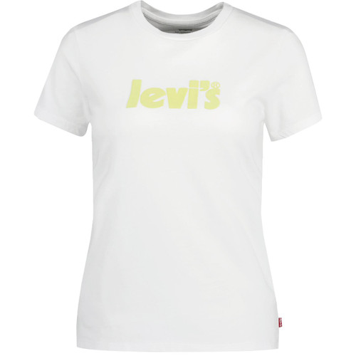levis womens neon poster logo applique crew neck tshirt white