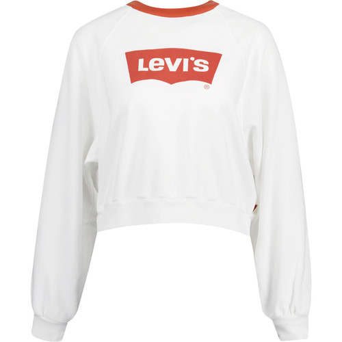 levis womens vintage raglan sleeve crew neck cropped sweatshirt orange white