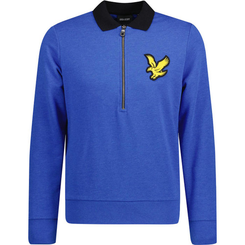 lyle and scott mens contrast collar half zip track top bright blue