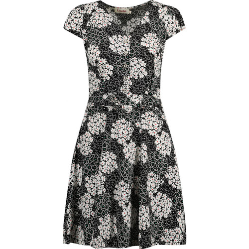 louche womens cathleen flower patch pattern mini tea dress black white