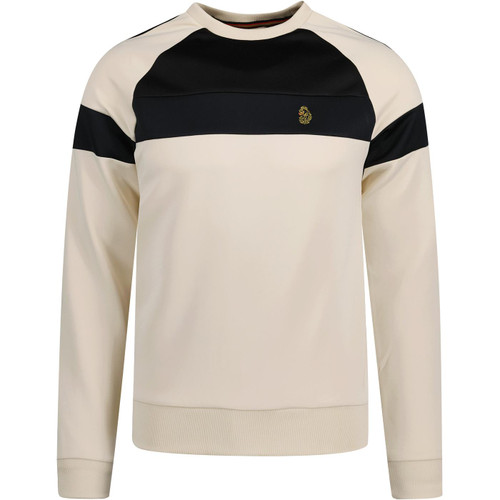 luke 1977 mens adam contrast panels crew neck sweater ecru