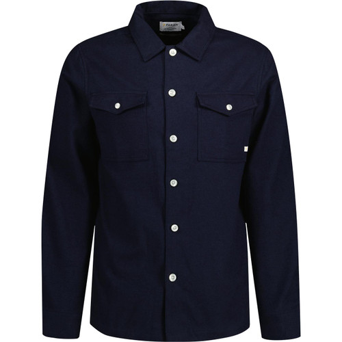 farah vintage mens brushed chest pockets long sleeve oxford overshirt true navy
