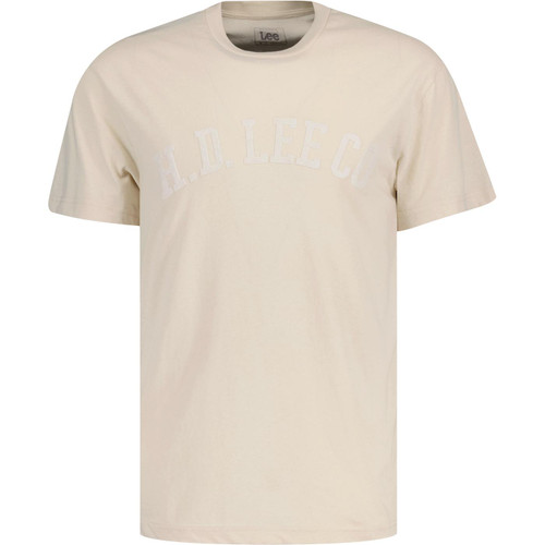 lee jeans mens applique crew neck tshirt sand