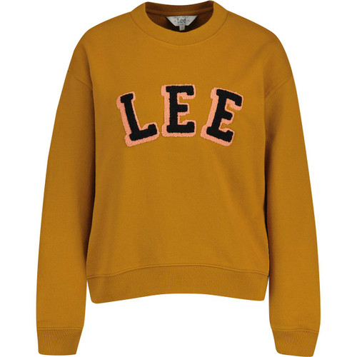 lee jeans womens toweling logo applique crew neck sweatshirt cumin yellow