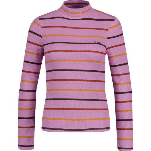 lee jeans womens stripe pattern ribbed turtleneck long sleeve top pansy purple