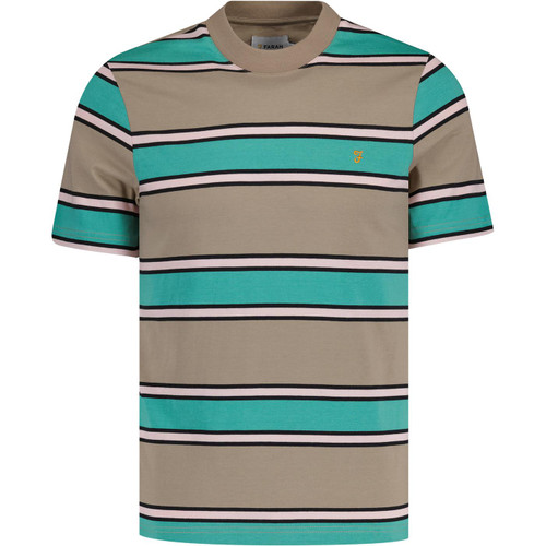 farah vintage mens alva wide stripe tshirt smoky brown