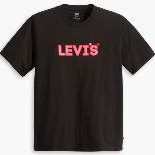 Levi's Relaxed Fit Retro Headline Logo Tee in Caviar 161431022