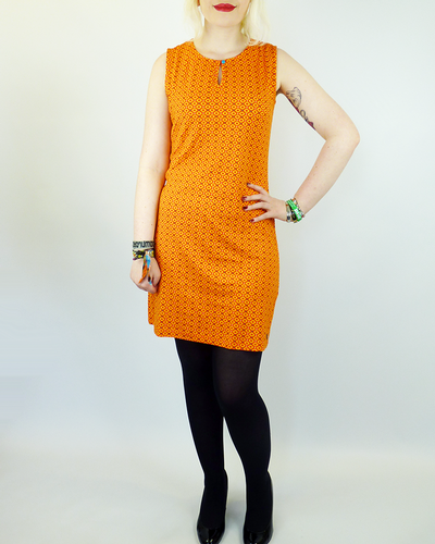 VILA JOY RETRO 60s MOD DRESS ORANGE RETRO PRINT