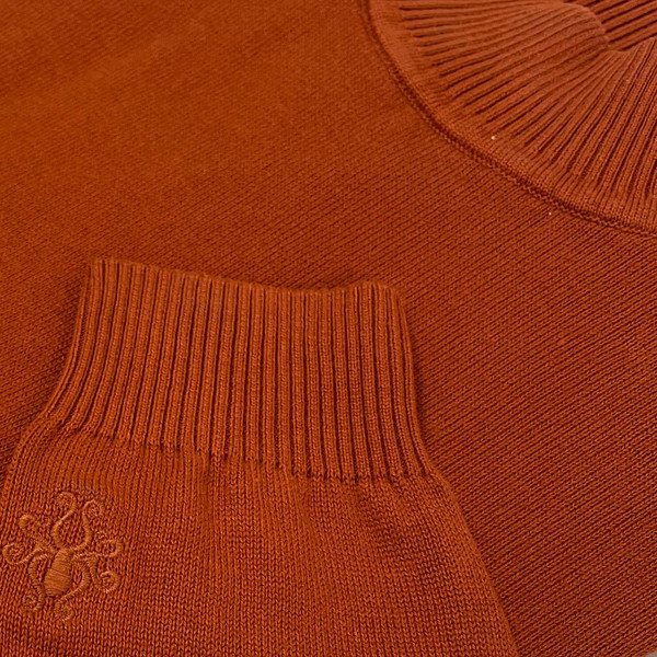 Madcap England Eastwood 1960s Mod Knitted Mock Turtleneck Jumper in Cinnamon Stick MC252