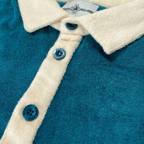 Madcap England Salton Retro 50s Towelling Shirt in Celestial Blue