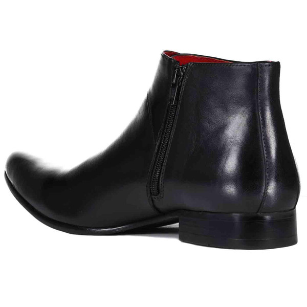 Madcap England Gunslinger Men's Retro 1970s Silver Buckle Chelsea Boots in Black Leather
