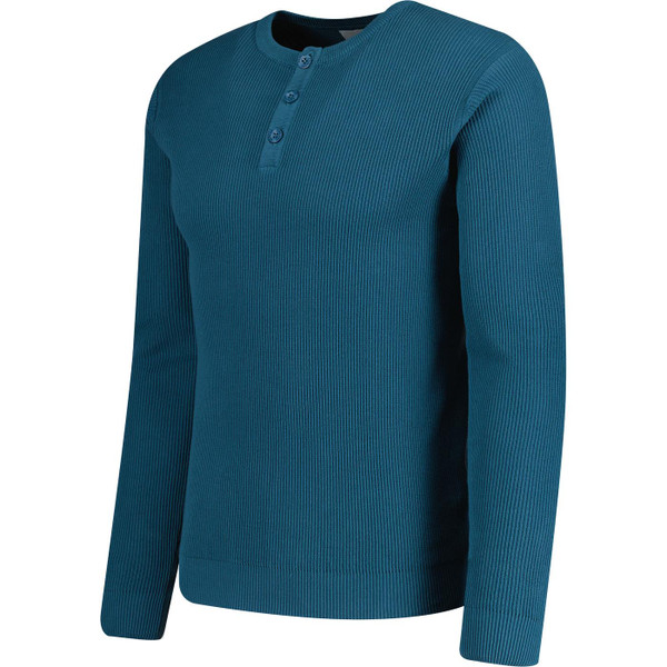 madcap england mens caine mod ribbed long sleeve grandad top mallard blue