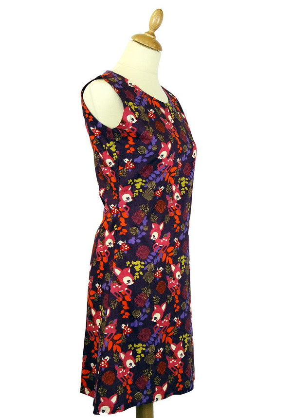 RETRO MOD 1960s VINTAGE SHIFT MINI DRESS WOODLAND RETRO MOD 1960s VINTAGE SHIFT MINI DRESS WOODLAND