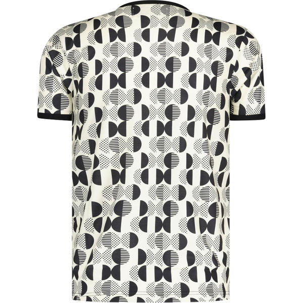 madcap england mens geo pattern printed ringer neck tshirt white black