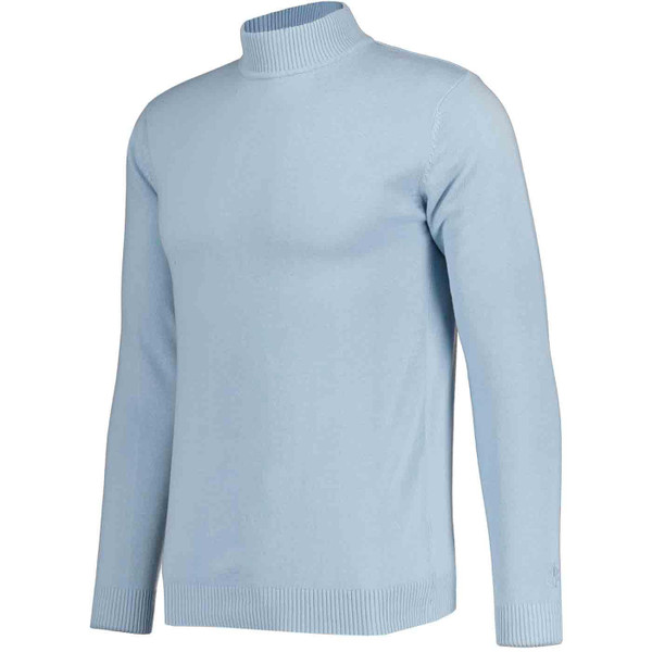 Madcap England Eastwood 1960s Mod Knitted Mock Turtleneck Jumper in Winter Sky