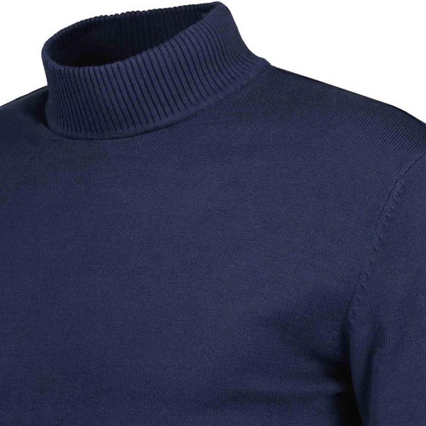 Madcap England Eastwood Retro 1960s Mod Knitted Mock Turtleneck Jumper in Navy