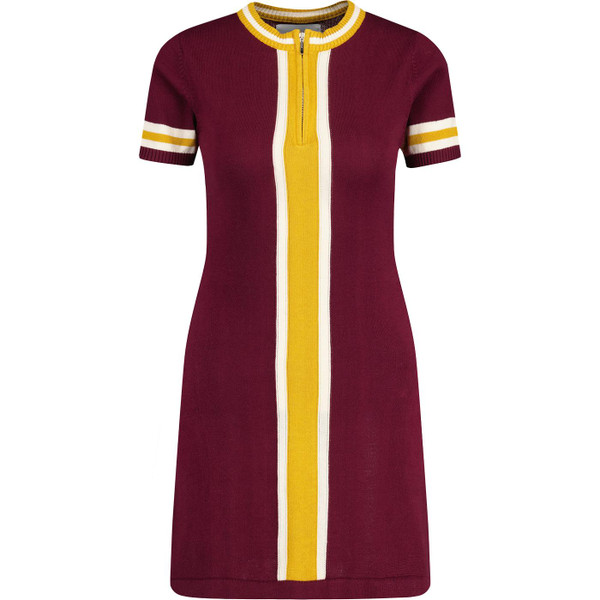 madcap england womens aster 60s mod zip neck knit dress zinfandel red