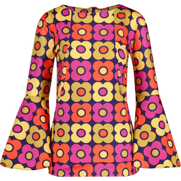 madcap england womens retro flower bell sleeve top navy