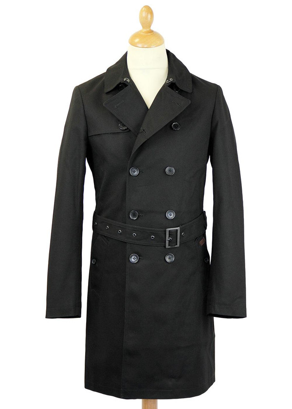 BEN SHERMAN RETRO MOD 60S TRENCH COAT BLACK BEN SHERMAN RETRO MOD 60S TRENCH COAT BLACK