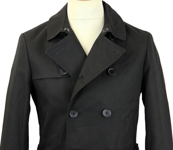 BEN SHERMAN RETRO MOD 60S TRENCH COAT BLACK BEN SHERMAN RETRO MOD 60S TRENCH COAT BLACK