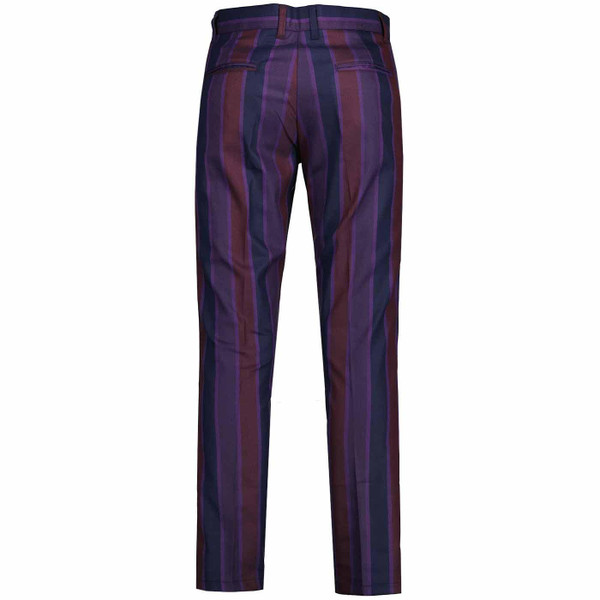 Madcap England Offbeat 1960s Mod Boating Stripe Slim Leg Trousers in Purple Mix
