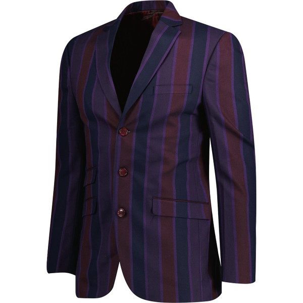 madcap england mens stripe single breasted boating blazer purple