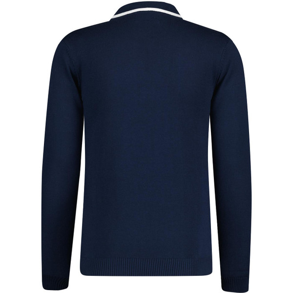 madcap england mens zodiac raised stripes long sleeve knitted polo top peacoat