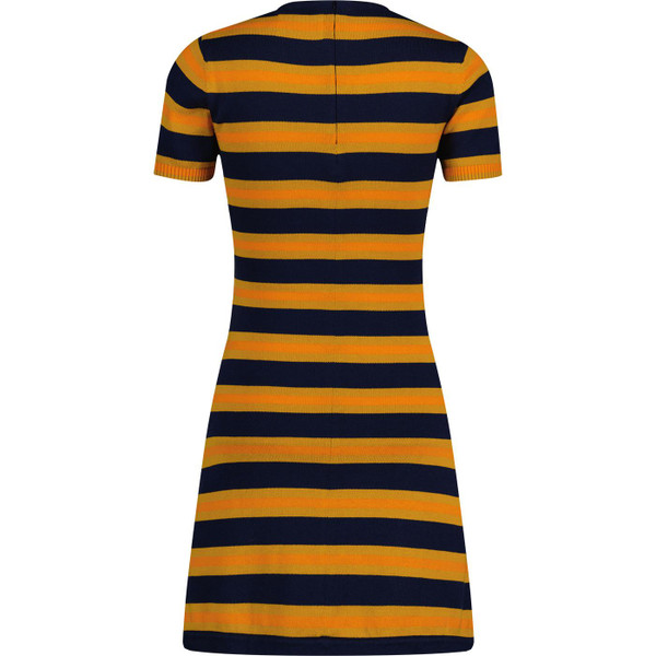 Madcap England Retro 60s Mod Knitted Stripe Dress in Navy	