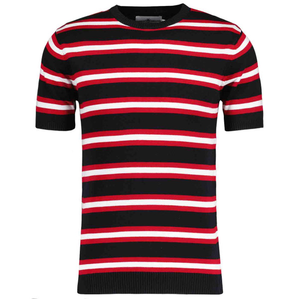 Madcap England Kingsnake Retro Mod Knitted Stripe Tee in Black