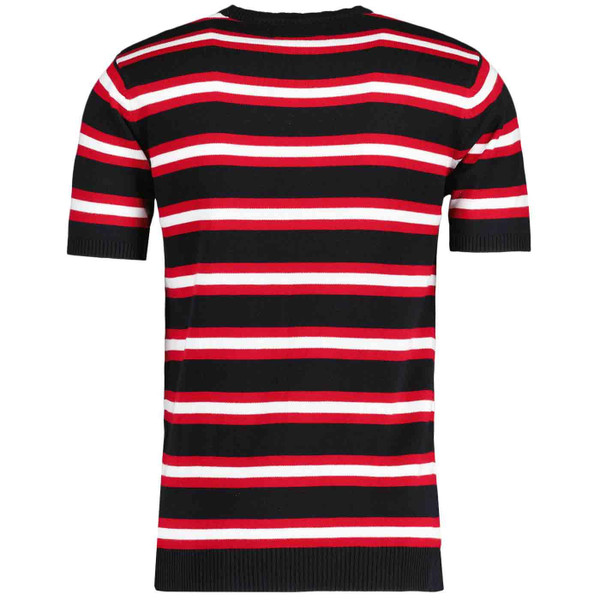 Madcap England Kingsnake Retro 1960s Mod Knitted Stripe Tee in Black