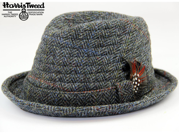 HARRIS TWEED RETRO TRILBY HAT GREY TWEED HARRIS TWEED RETRO TRILBY HAT GREY TWEED