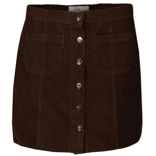 Madcap England Women's Retro 70s Cord A-Line Skirt in Cocoa Brown