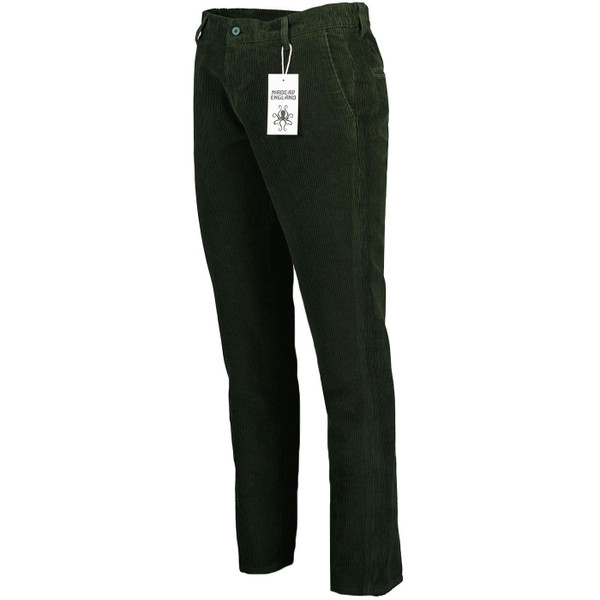 Madcap England Psycho Retro 60s Mod Slim Cord Trousers in Green Forest